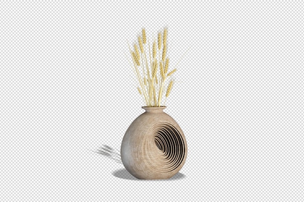 pretty vase with flowers in 3d rendering