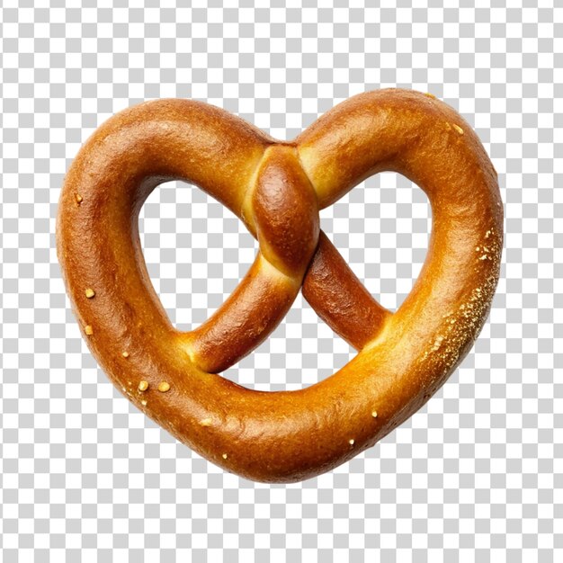 Pretzel en forma de corazón aislado sobre un fondo transparente