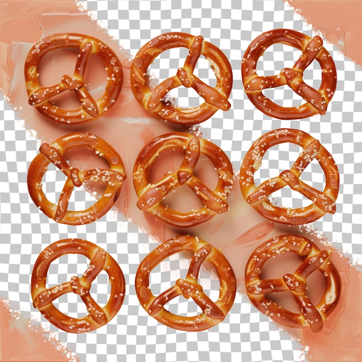 PSD pretzels befinden sich auf einer gerahmten oberfläche mit einem papiertüte