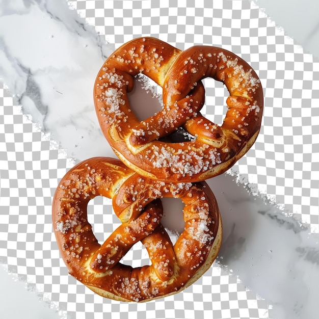 PSD pretzels estão alinhados em uma superfície de mármore