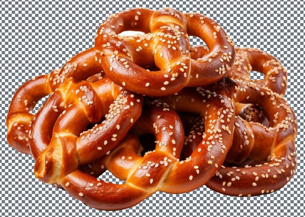 PSD pretzels mit auf durchsichtigem hintergrund isolierten sesamkörnern