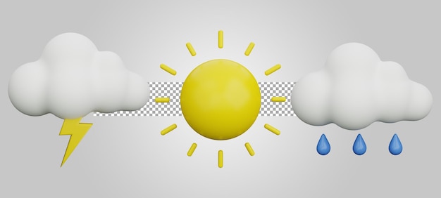 Previsioni meteo isolate su sfondo trasparente 3D Render