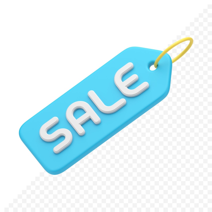 PSD prezzo blu fuori vendita tag corda diagonale posizionato shopping sconto stagionale realistico icona 3d