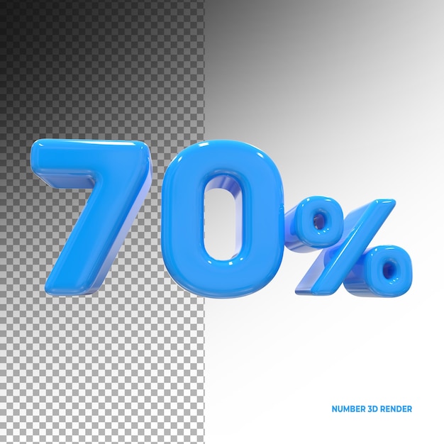 Prezzo di vendita numero 70 blu per cento lusso 3d rendering