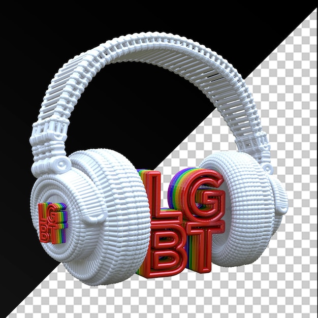 Pride Symbol LGBT Auriculares 3D Blanco