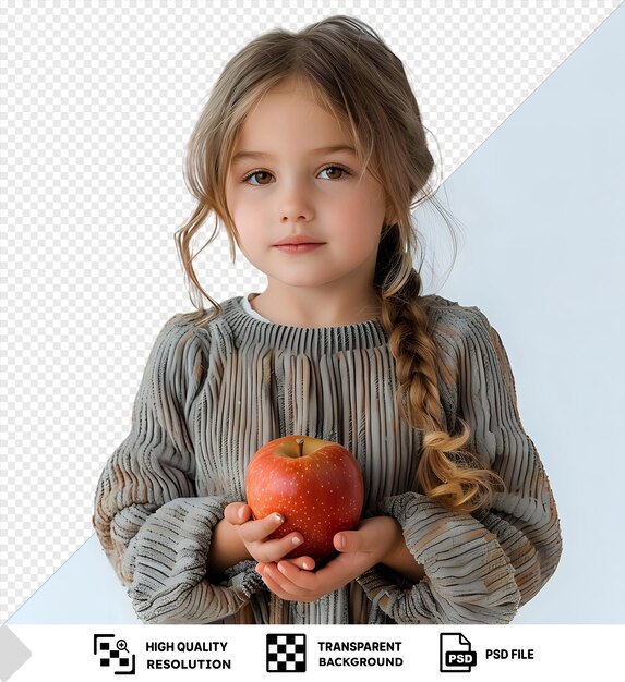 PSD la prima de la niña con una manzana