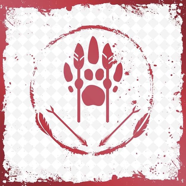 PSD primal hunter clan emblem mit pfeilen und tierspuren für kreative stammesvektordesigns