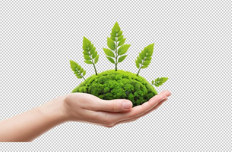PSD la primavera de greenpeace es un símbolo ecológico. la mano es el crecimiento de la naturaleza.