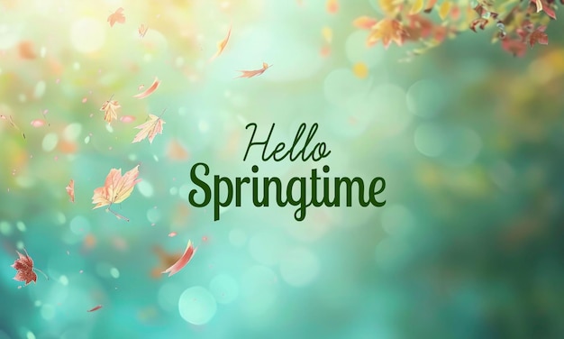 Primavera de naturaleza borrosa Fondo con letras de saludo a la primavera