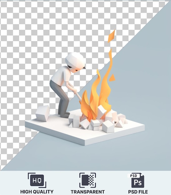 PSD prime de d dessin animé d'incendie mettant un objet en feu
