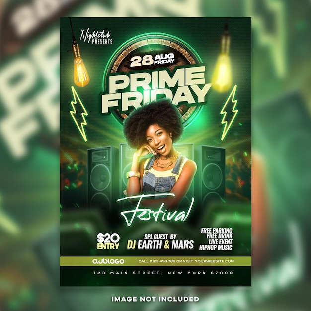 PSD prime friday night club party flyer conception psd