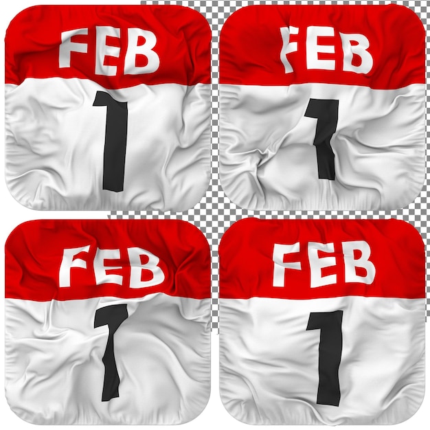 Primer 1er Viernes Fecha Calendario Icono Aislado Cuatro Estilo Ondulado Textura De Protuberancia Representación 3D