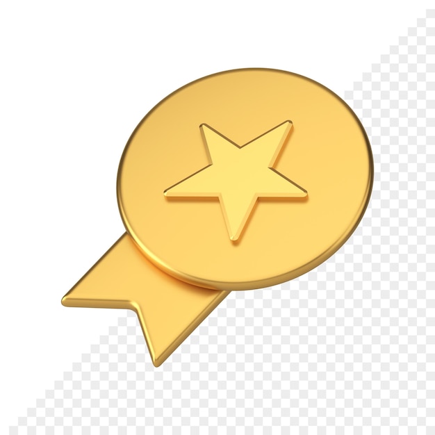 Primer lugar medalla cinta recompensa dorada mejor calidad garantía logro 3d icono realista