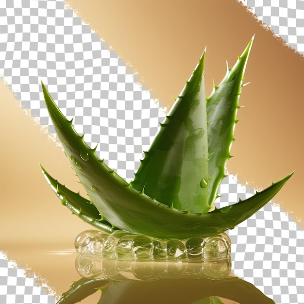 Primer plano del aloe vera aislado sobre un fondo transparente