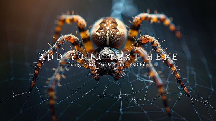 PSD un primer plano de una araña en su telaraña