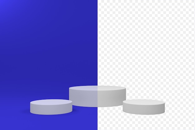 Primer plano básico de la sala de estudio del escenario del podio del producto con renderizado 3D mínimo en blanco personalizable por separado