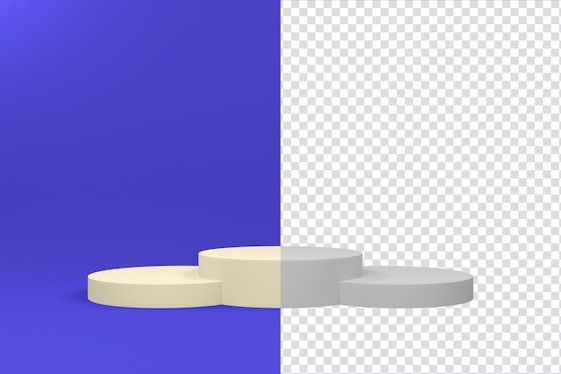 Primer plano básico de la sala de estudio del escenario del podio del producto con renderizado 3D mínimo en blanco personalizable por separado