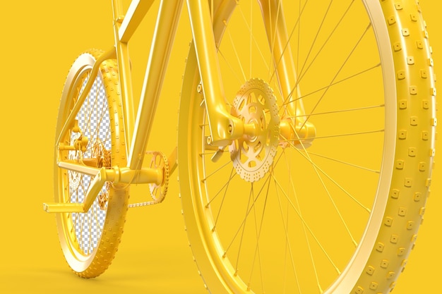 Primer plano de bicicleta sobre un fondo amarillo 3d rendering