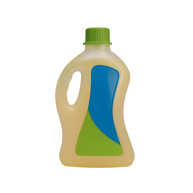 PSD primer plano de una botella con solución de limpieza fondo transparente