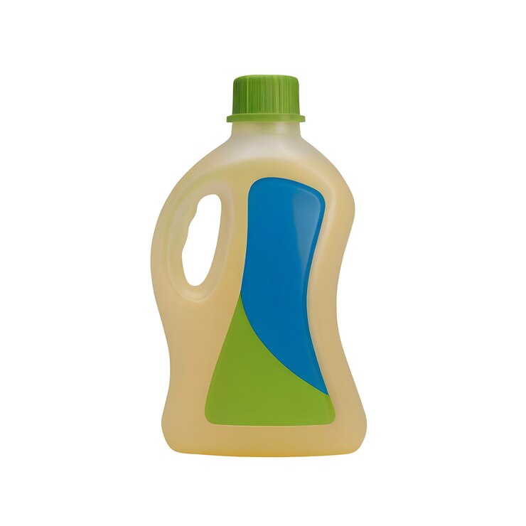 PSD primer plano de una botella con solución de limpieza fondo transparente