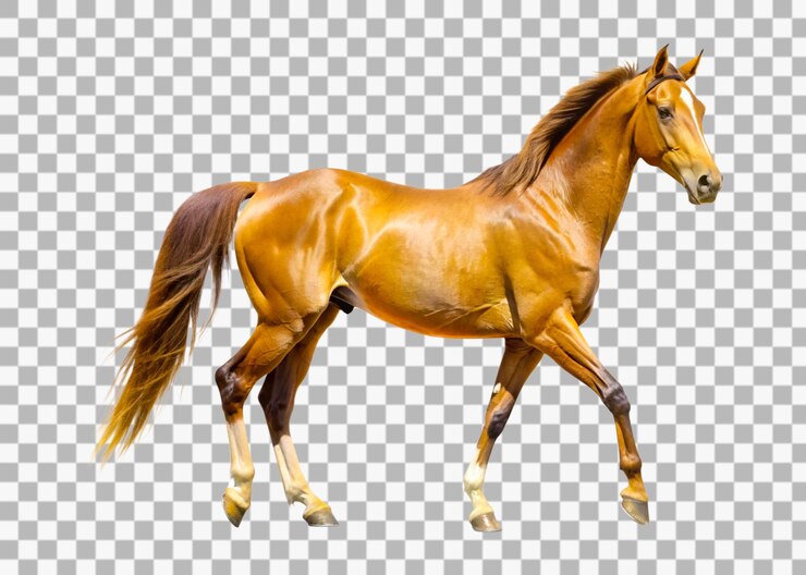 PSD primer plano de un caballo aislado sobre un fondo transparente