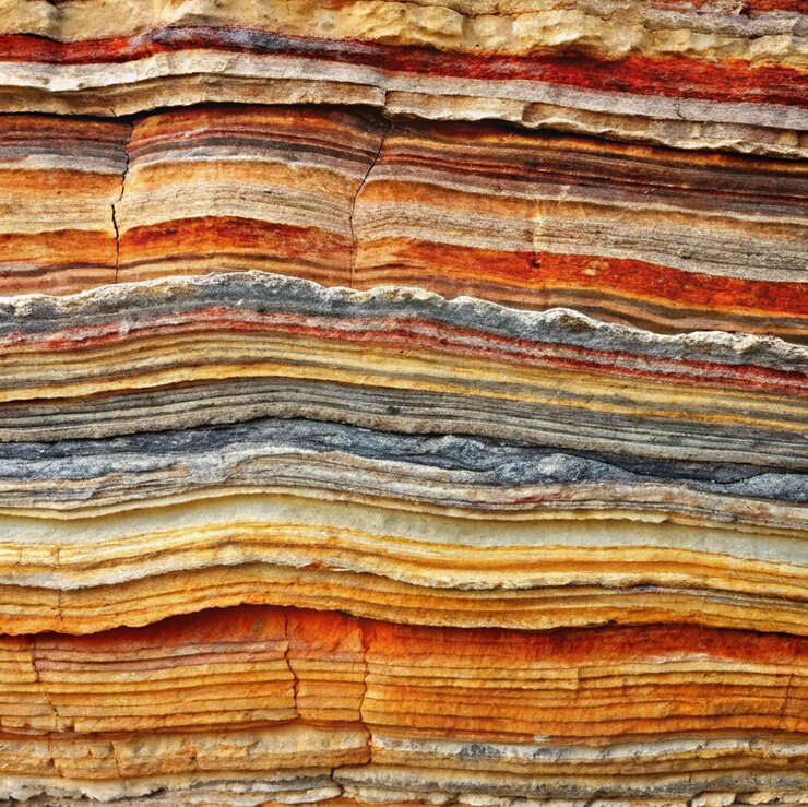 PSD primer plano de capas de roca estratificada con un color variado