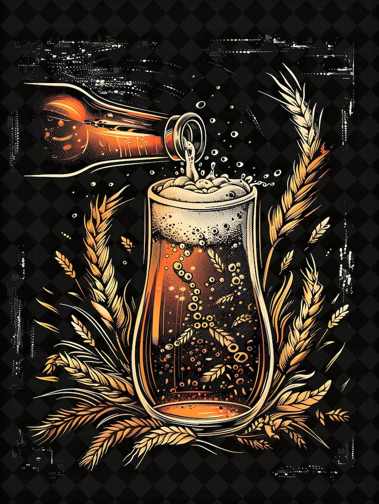 PSD un primer plano de una cerveza que se vierte en un vaso vista detallada ilustración plana diseño de la cultura de la cerveza