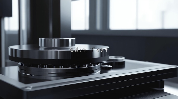 PSD primer plano de un componente de una máquina industrial de precisión