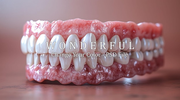 Un primer plano de un conjunto completo de dientes artificiales