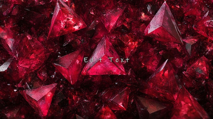 PSD primer plano de cristales triangulares rojos y brillantes