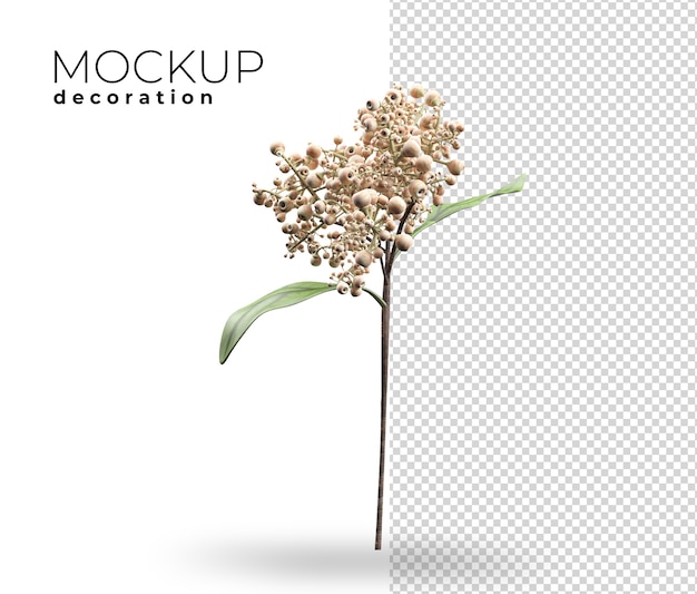 Primer plano de la decoración de flores para la representación 3d del hogar