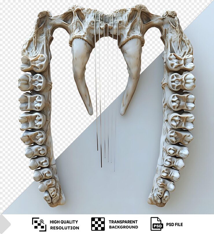 PSD un primer plano de los dientes de los animales en un fondo blanco aislado