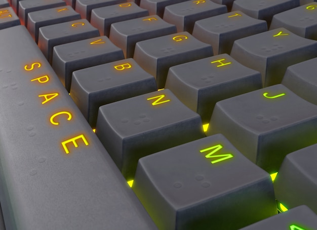 Primer plano del diseño de maqueta de botones de teclado