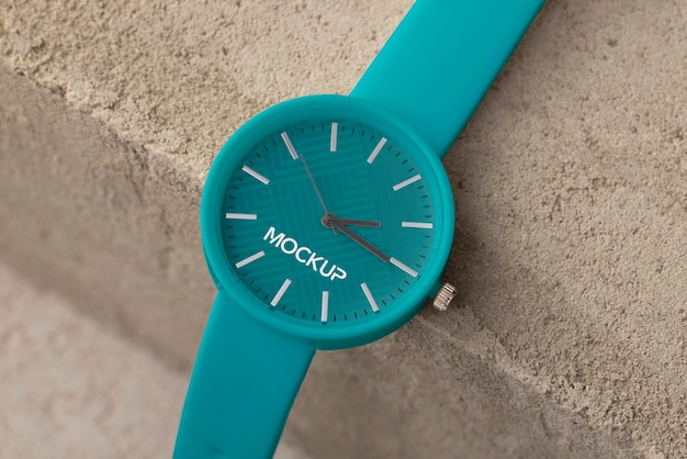 Primer plano en el diseño de la maqueta del reloj de pulsera