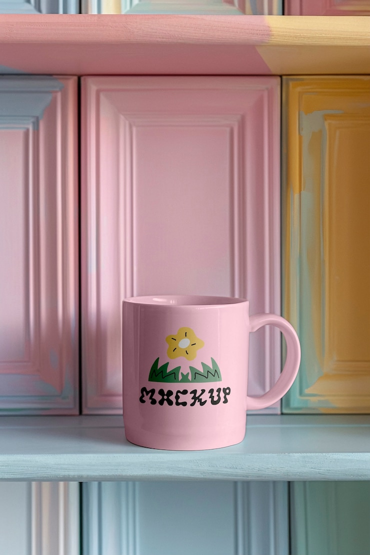 PSD un primer plano en el diseño de la taza