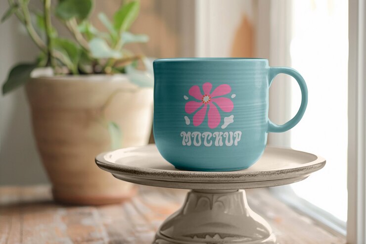 PSD un primer plano en el diseño de la taza
