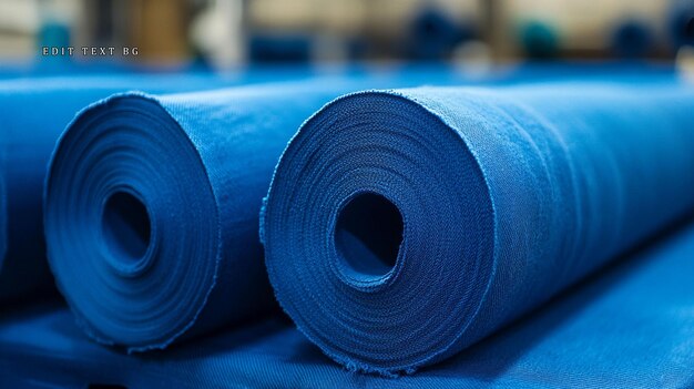 Primer plano de dos pernos enrollados de tela azul
