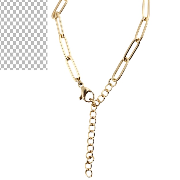 Un primer plano de un elegante collar de cadena de oro
