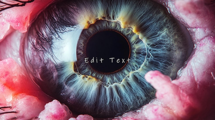 PSD un primer plano extremo de un ojo humano que muestra detalles intrincados de la pupila del iris y el tejido circundante