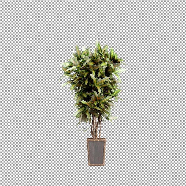 Un primer plano de una flor en un jarrón en 3D