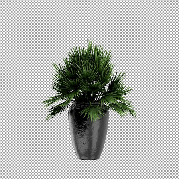 Un primer plano de una flor en un jarrón en 3D