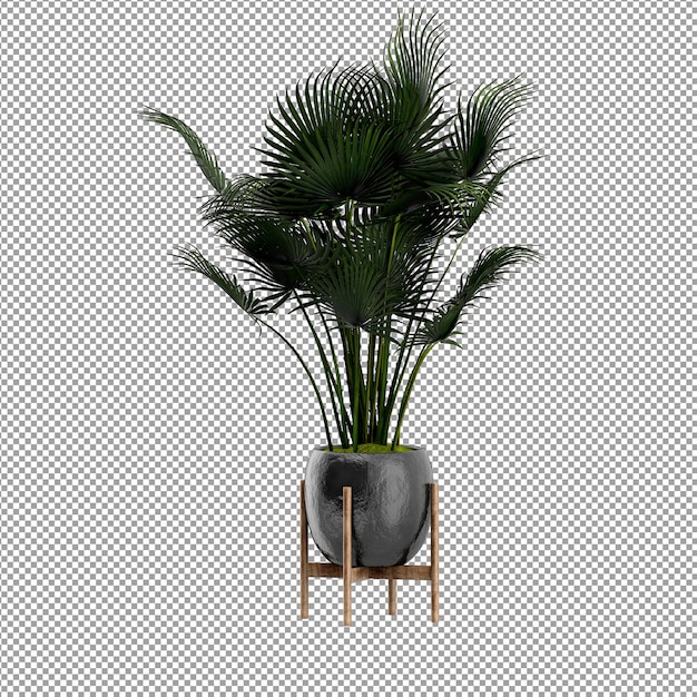Un primer plano de una flor en un jarrón en 3D