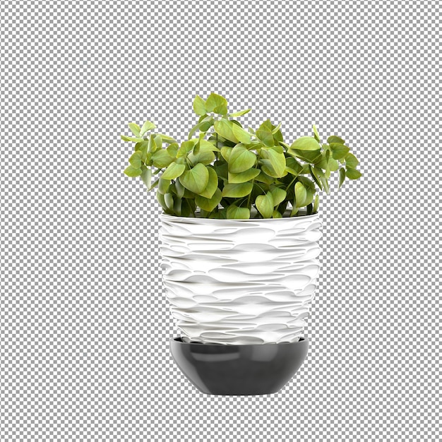 Un primer plano de una flor en un jarrón en 3D