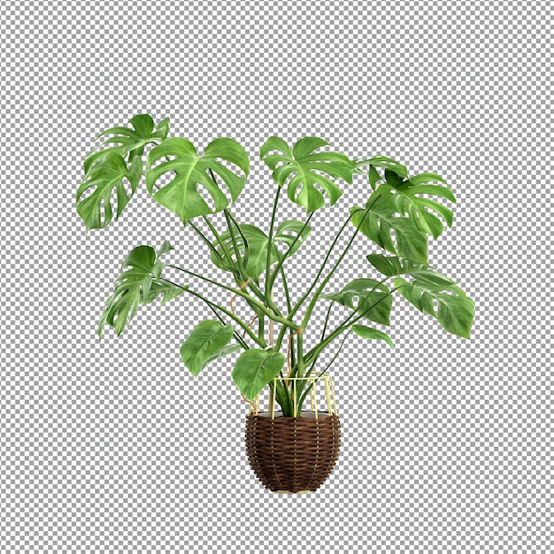 Un primer plano de una flor en un jarrón en 3D