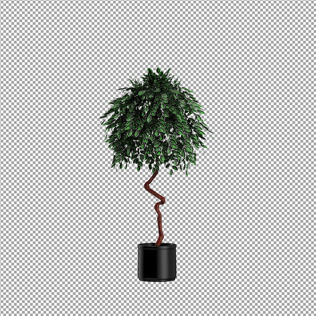 Un primer plano de una flor en un jarrón en 3D