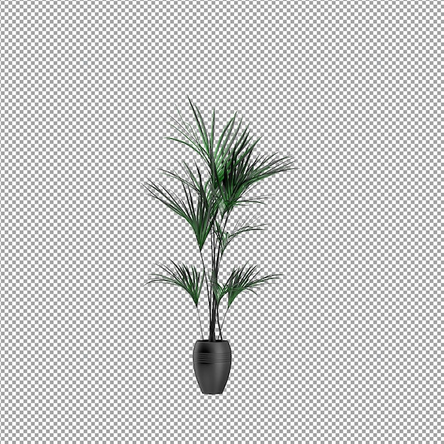 Un primer plano de una flor en un jarrón en 3D