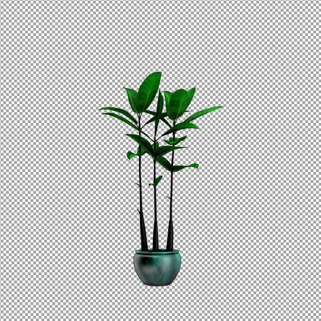 Un primer plano de una flor en un jarrón en 3D