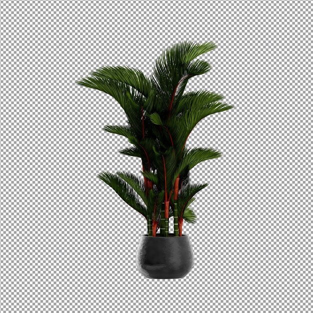 Un primer plano de una flor en un jarrón en 3D