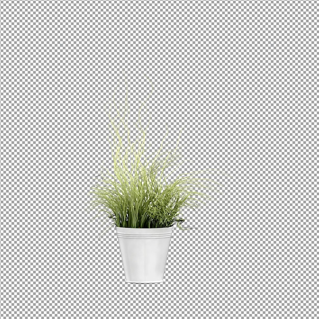 Un primer plano de una flor en un jarrón en 3D