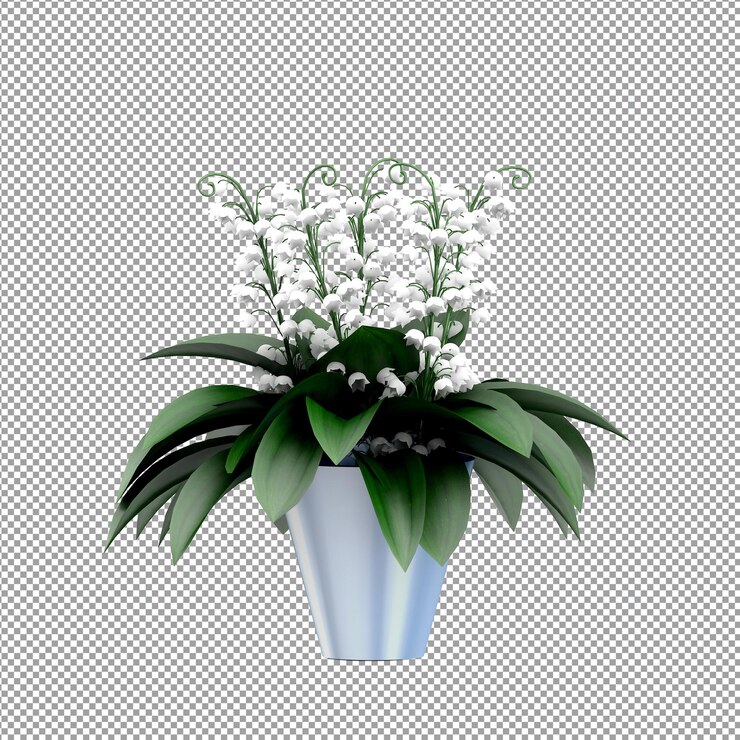 PSD un primer plano de una flor en un jarrón en 3d